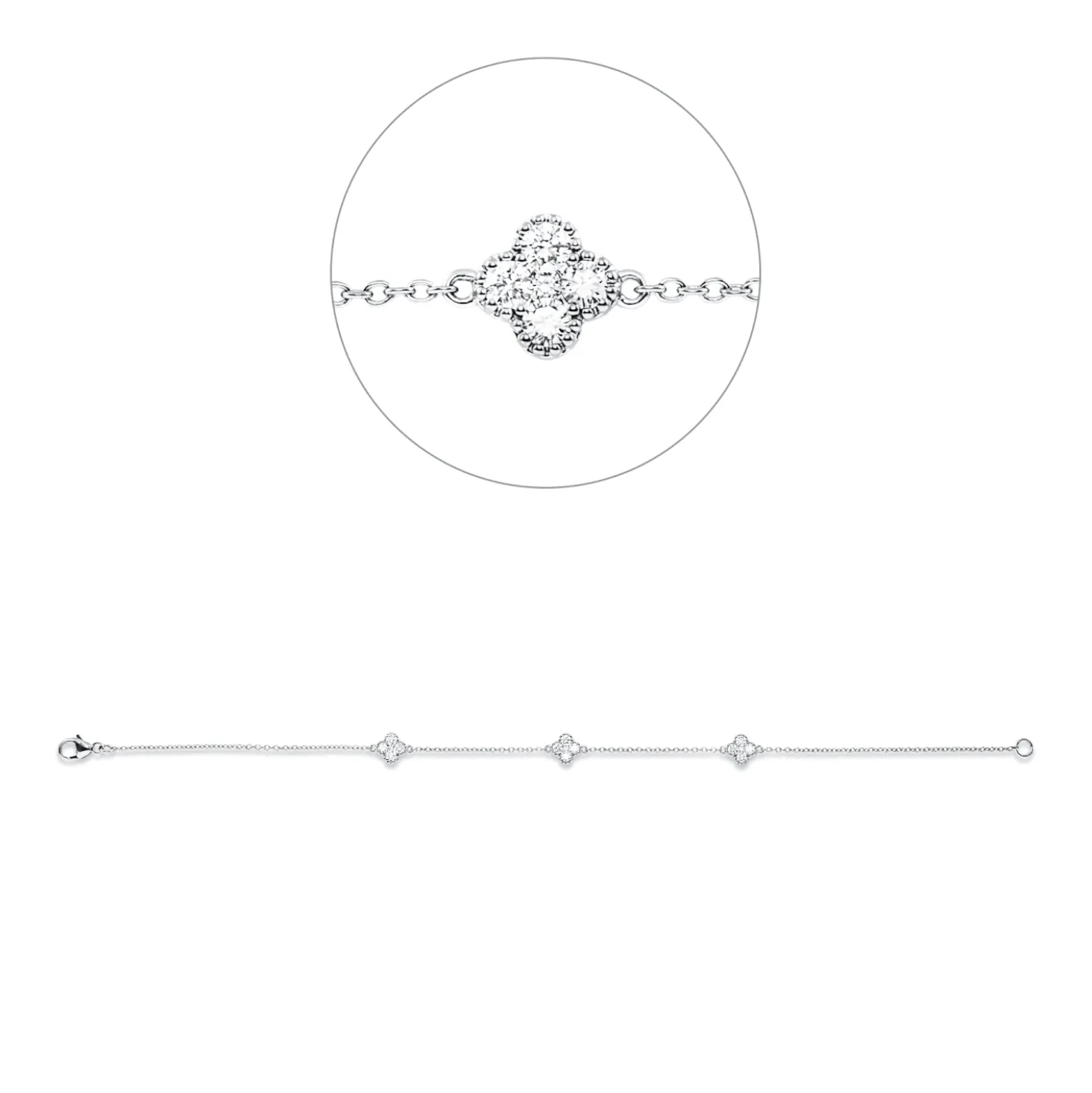 Armband aus 750 Gold Weißgold 15 Diamanten 0,52ct TW-SI B:6,3mm L:19cm