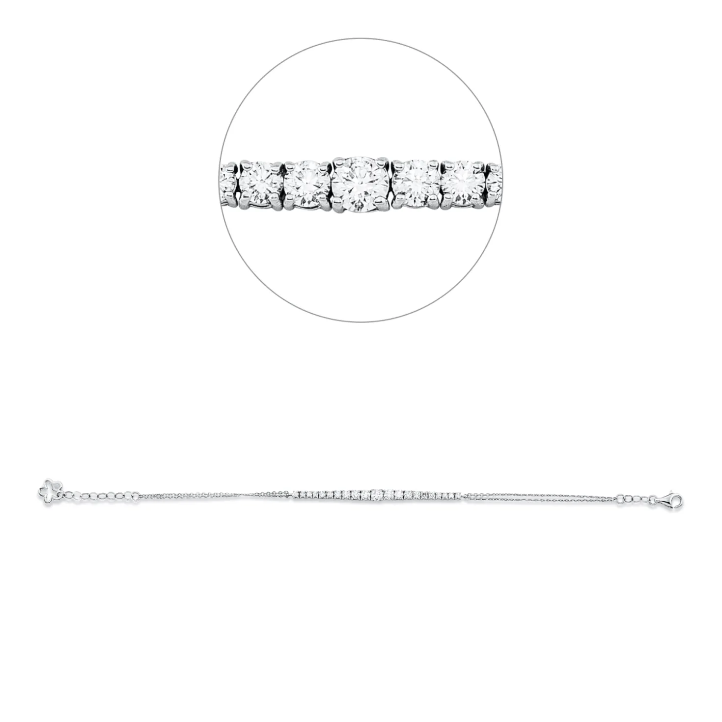 Armband aus 585 Gold Weißgold 21 Diamanten 0,99ct TW-SI B:3,5mm L:17,8cm