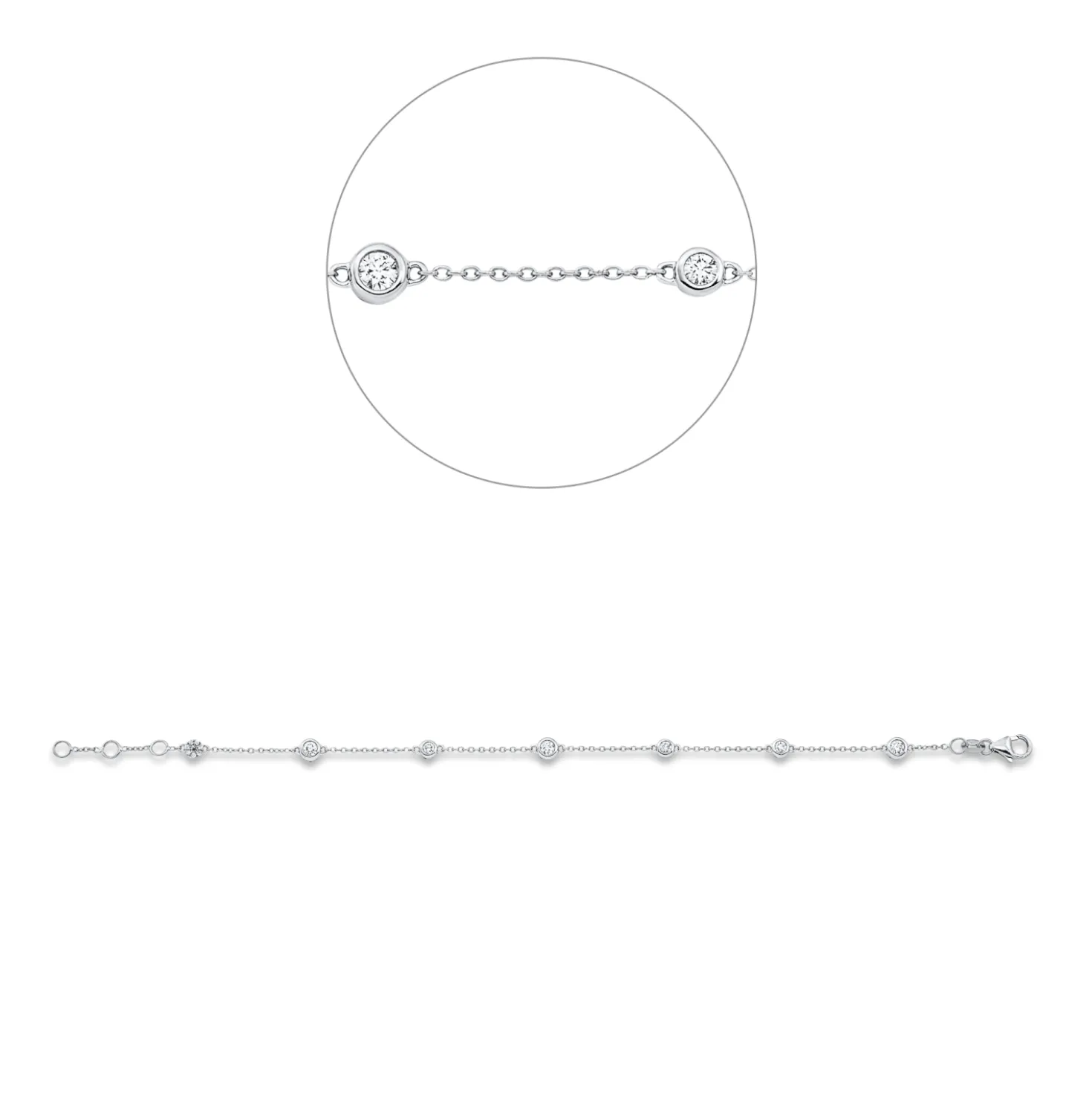 Armband aus 750 Gold Weißgold 65 Diamanten 0,6ct TW-SI B:4,3mm L:18cm