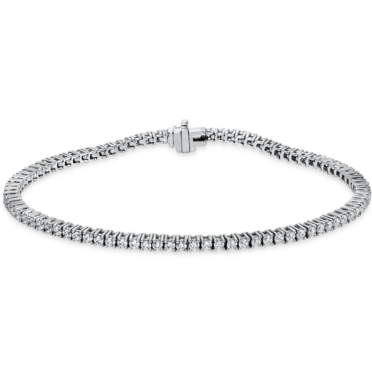 Armband aus 750 Gold Weißgold 88 Diamanten 2,3ct TW-SI B:2mm L:18cm 4er-Krappe