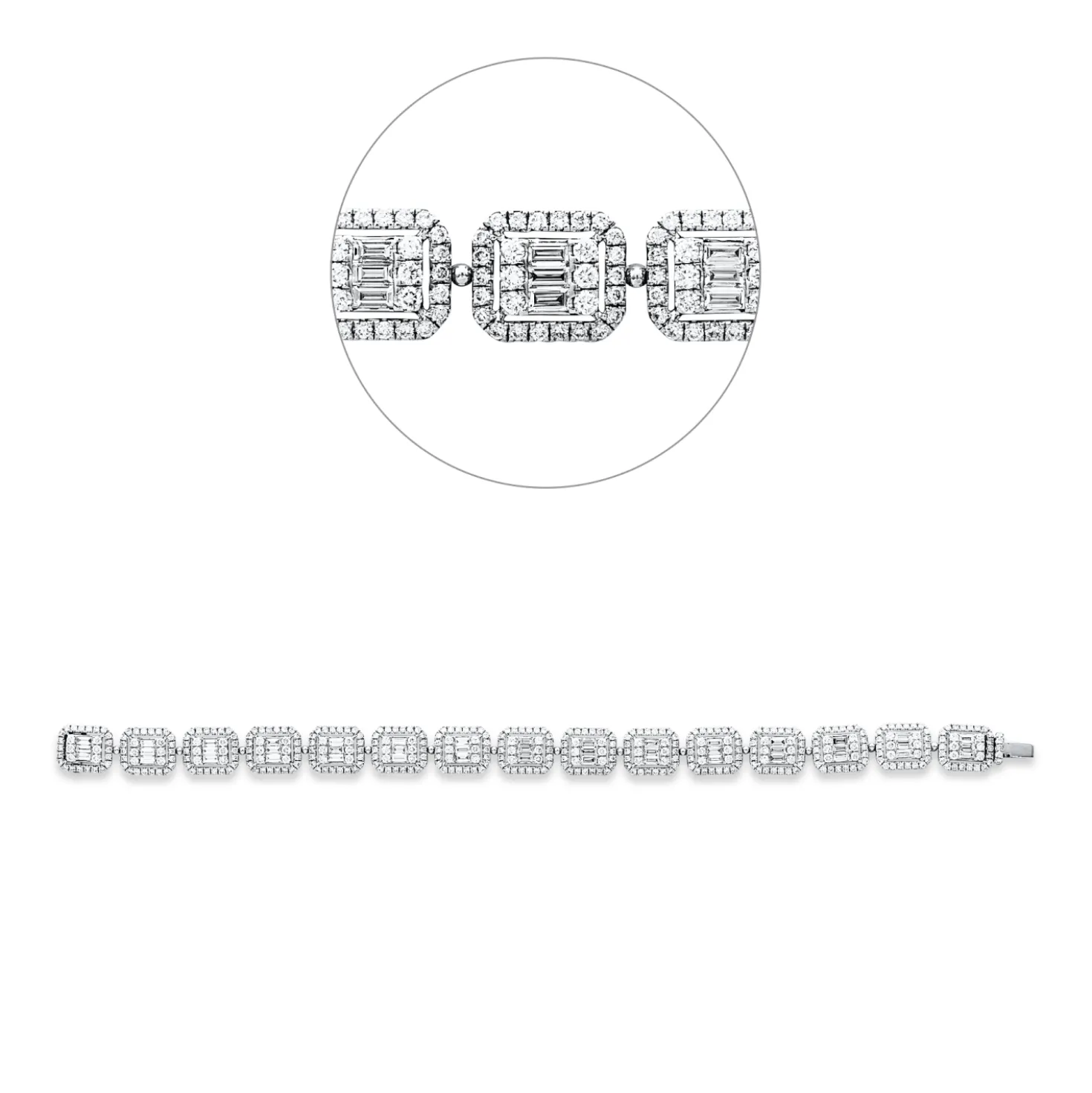 Armband aus 750 Gold Weißgold 470 Diamanten 5,26ct TW-VSI L:17cm