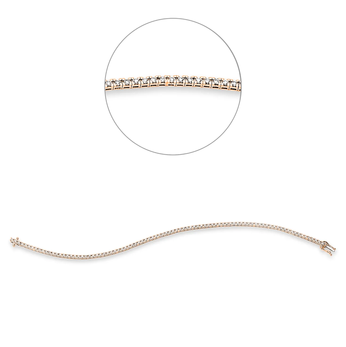 Armband aus 750 Gold weiß/rot 89 Brillanten 1ct TW-SI B:1,8mm L:18cm 4er-Krappe