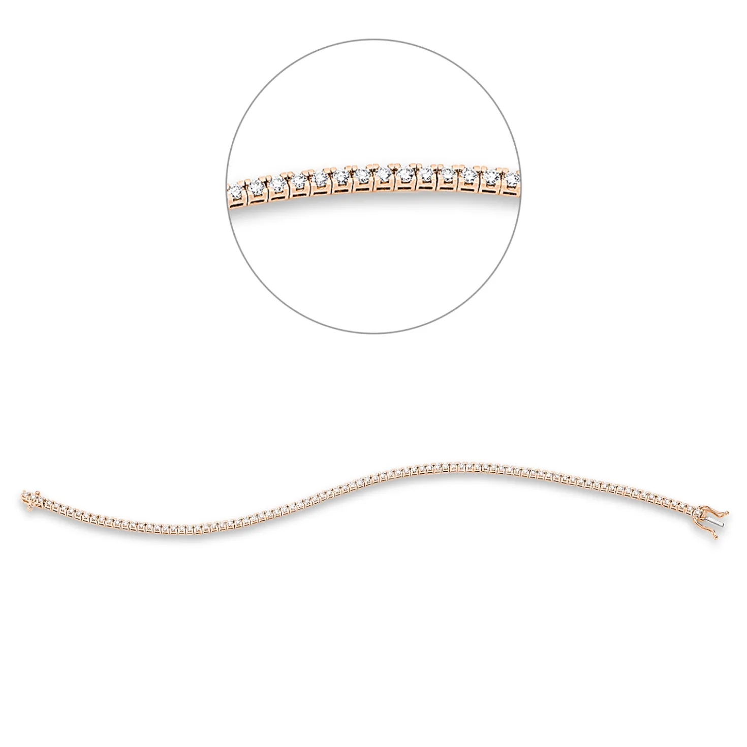Armband aus 750 Gold weiß/rot 87 Brillanten 1,5ct TW-SI B:1,9mm L:18cm 4er-Krappe