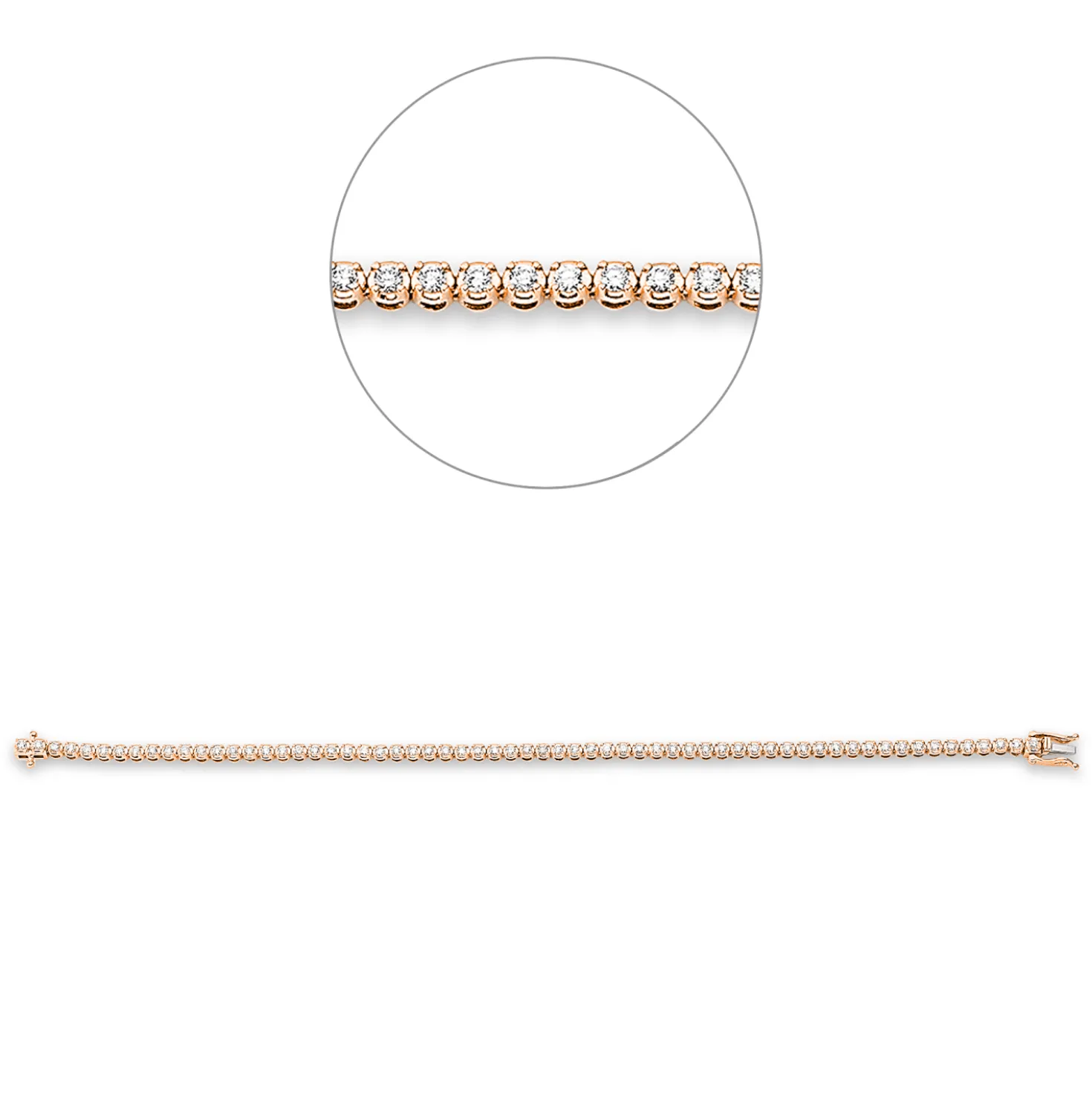 Armband aus 750 Gold weiß/rot 63 Brillanten 1,51ct TW-SI B:2,8mm L:18cm 4er-Krappe