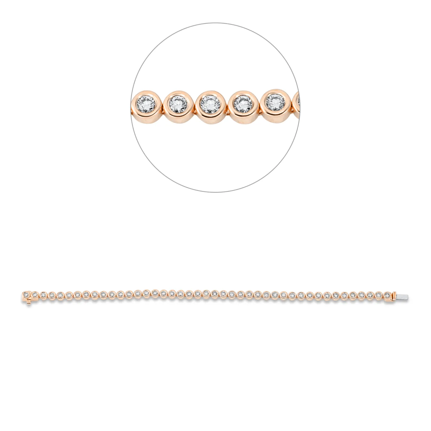 Armband aus 750 Gold weiß/rot 43 Brillanten 2,5ct TW-SI B:3,9mm L:18cm Zarge
