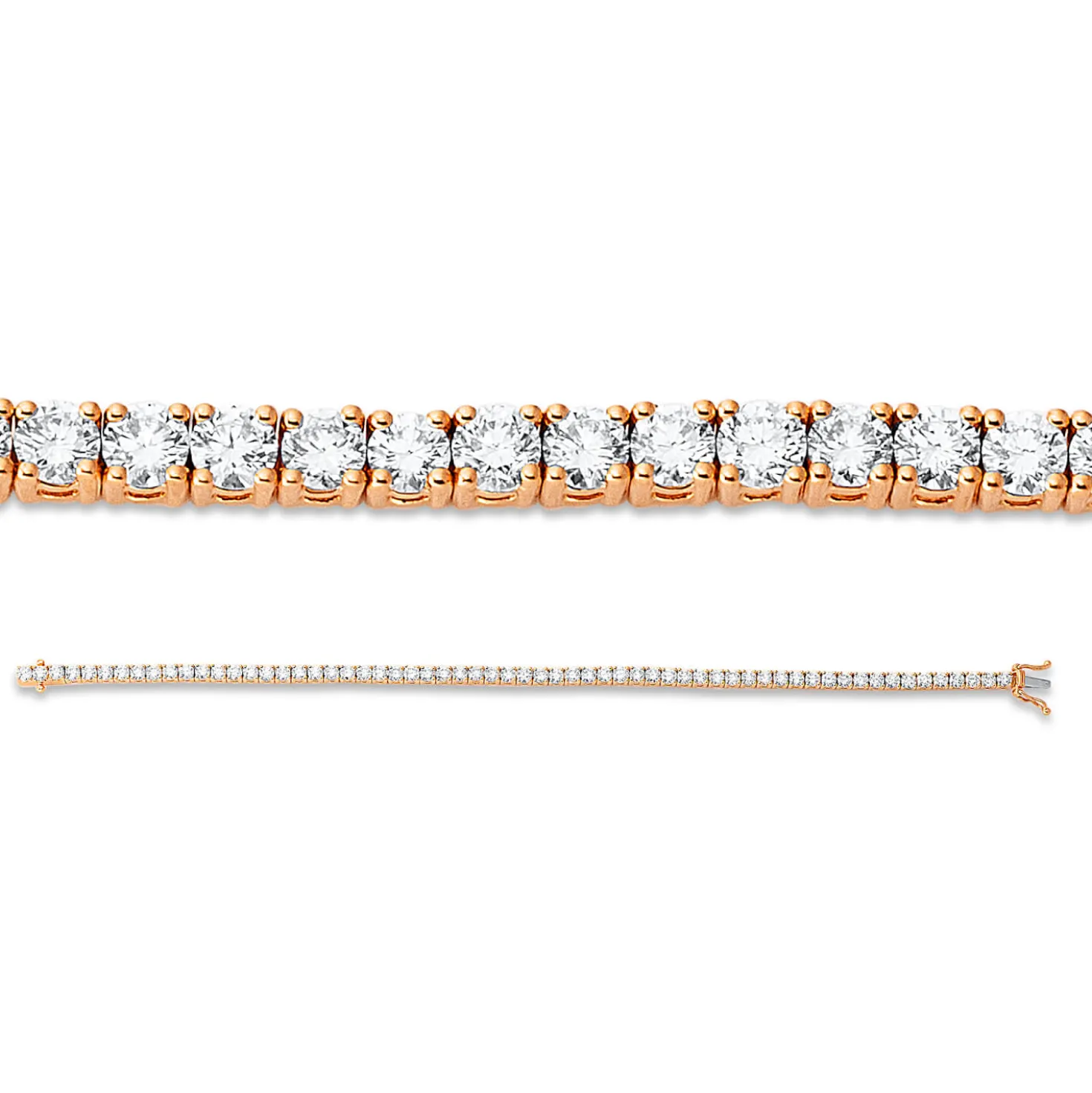 Armband aus 750 Gold weiß/rot 62 Brillanten 5,31ct TW-SI L:17,8cm 4er-Krappe