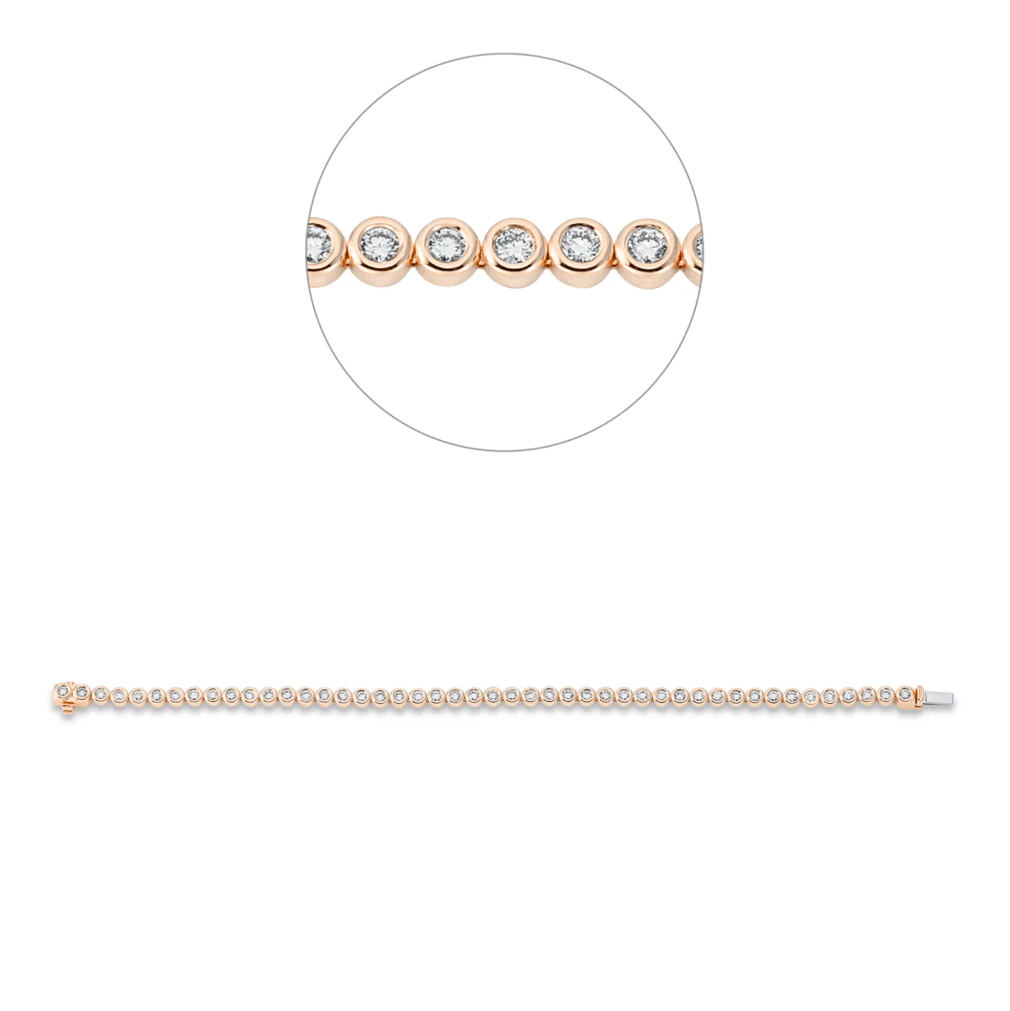 Armband aus 750 Gold weiß/rot 46 Brillanten 2ct TW-SI L:18cm Zarge