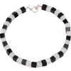 Armband aus Onyx & Bergkristall & 925 Silber, schwarz weiß, Würfel
