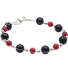 Armband aus Onyx & Koralle, schwarz-rot Armkette Armschmuck für Damen