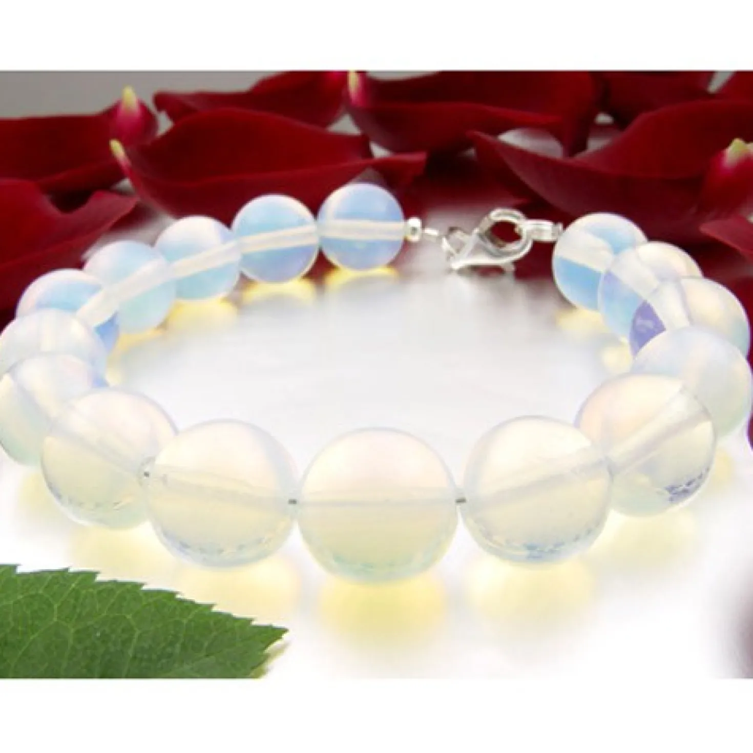 Armband aus Opalit - Mondstein & 925 Silber, Armschmuck, Damen