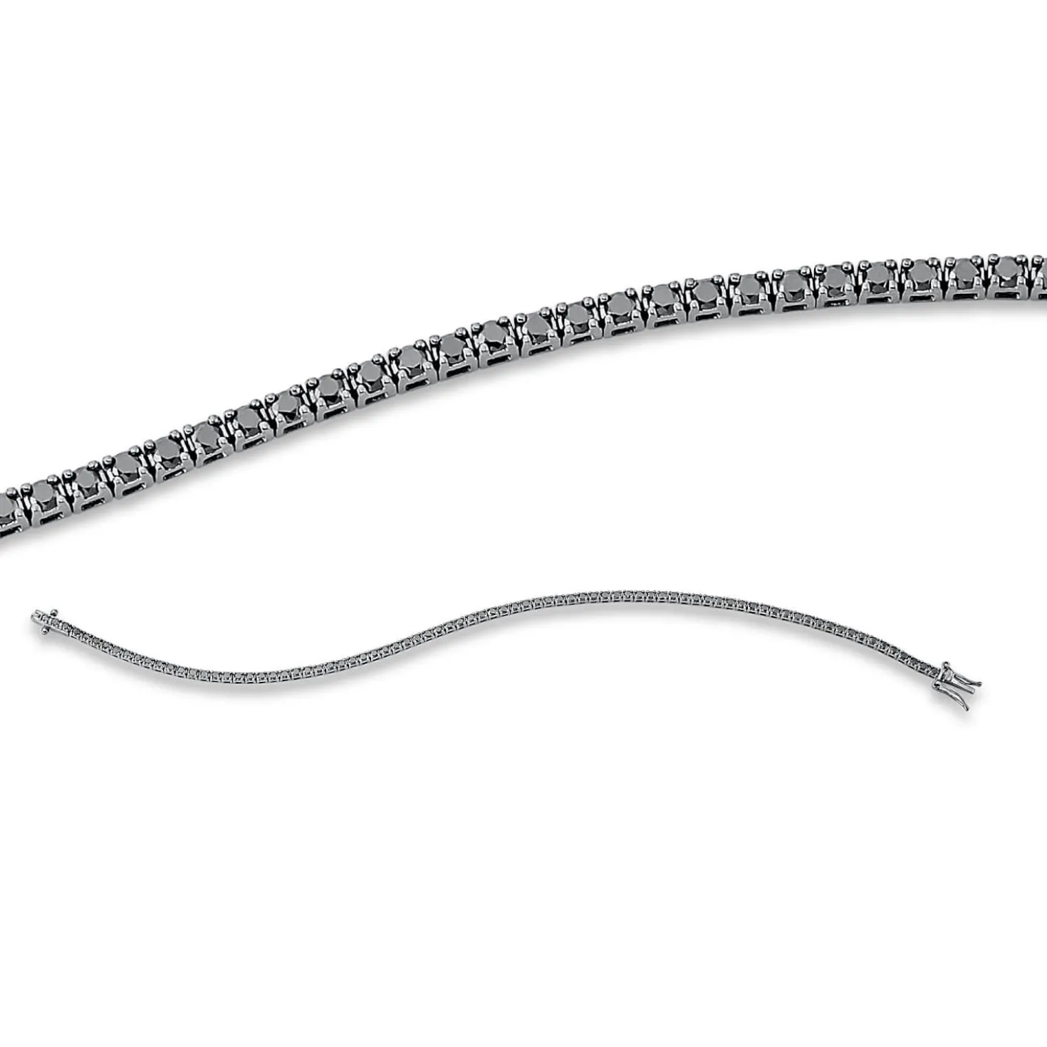 Armband aus 750 Weißgold 82 Brillanten 1,75ct schwarz B:1,8mm L:18cm 4er-Krappe