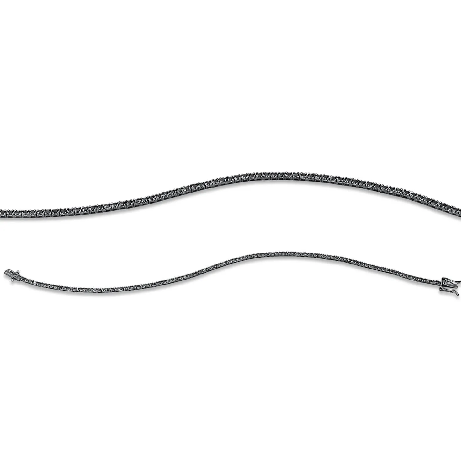 Armband aus 750 Weißgold 102 Brillanten 1,2ct schwarz B:1,4mm L:18cm 4er-Krappe