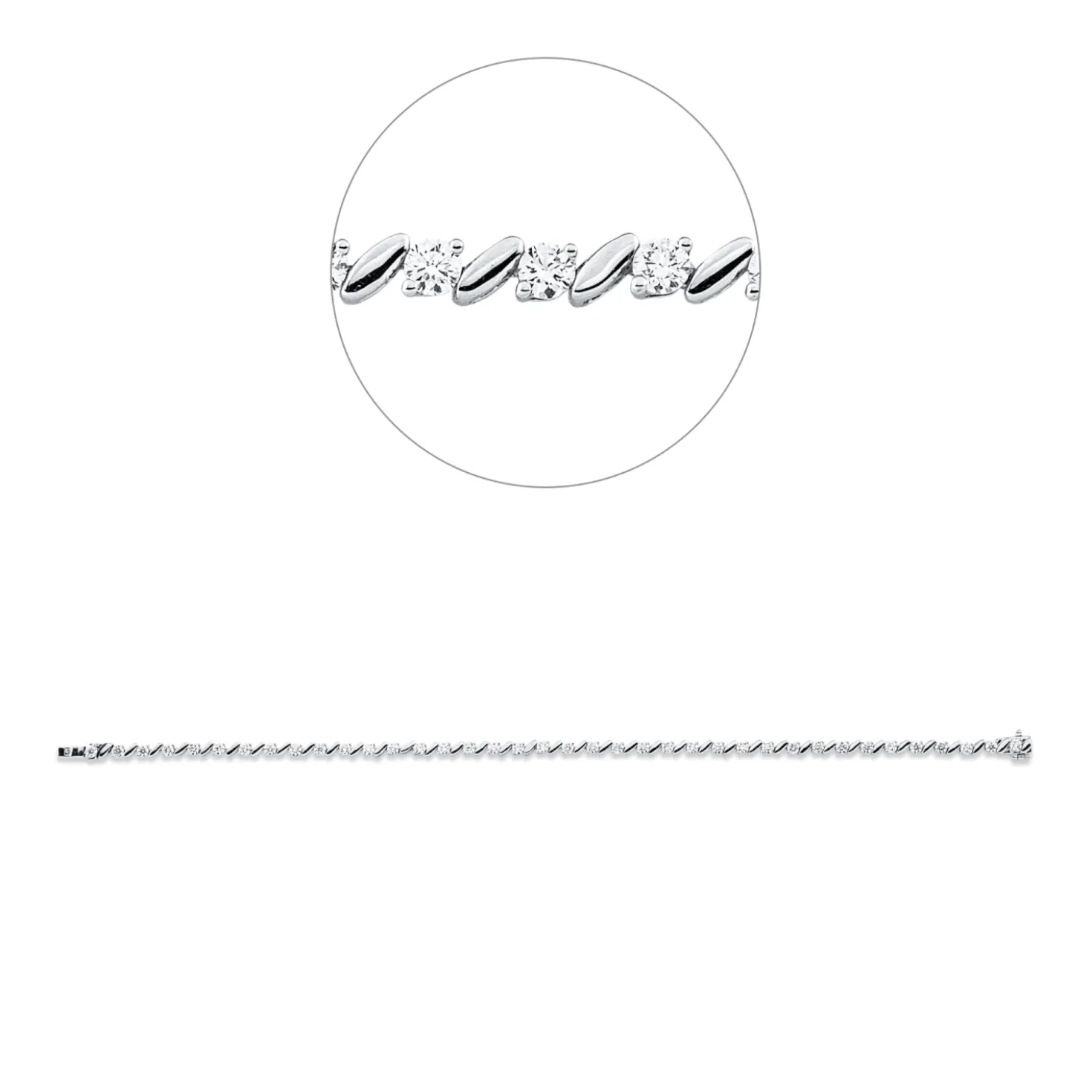 Armband aus 750 Weißgold 38 Brillanten 1,99ct TW-SI B:2,7mm L:18,5cm