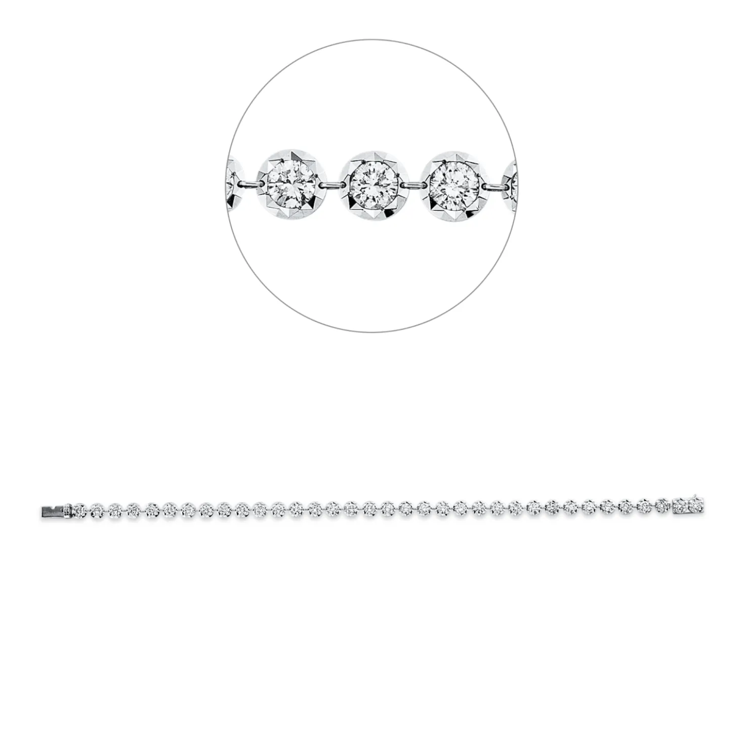 Armband aus 585 Weißgold 35 Brillanten 3,59ct TW-SI B:450mm L:17,8cm
