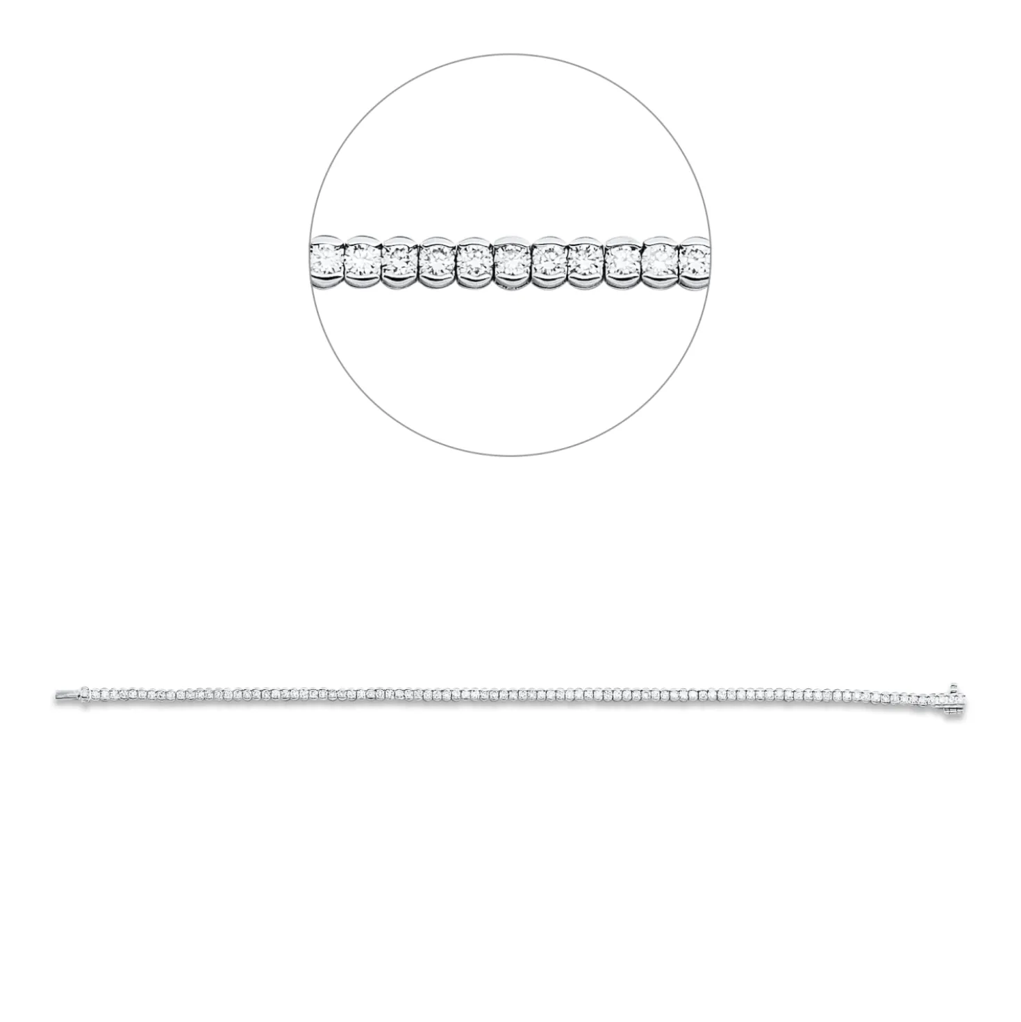 Armband aus 750 Weißgold 93 Brillanten 1,95ct TW-SI B:2,6mm L:17,5cm