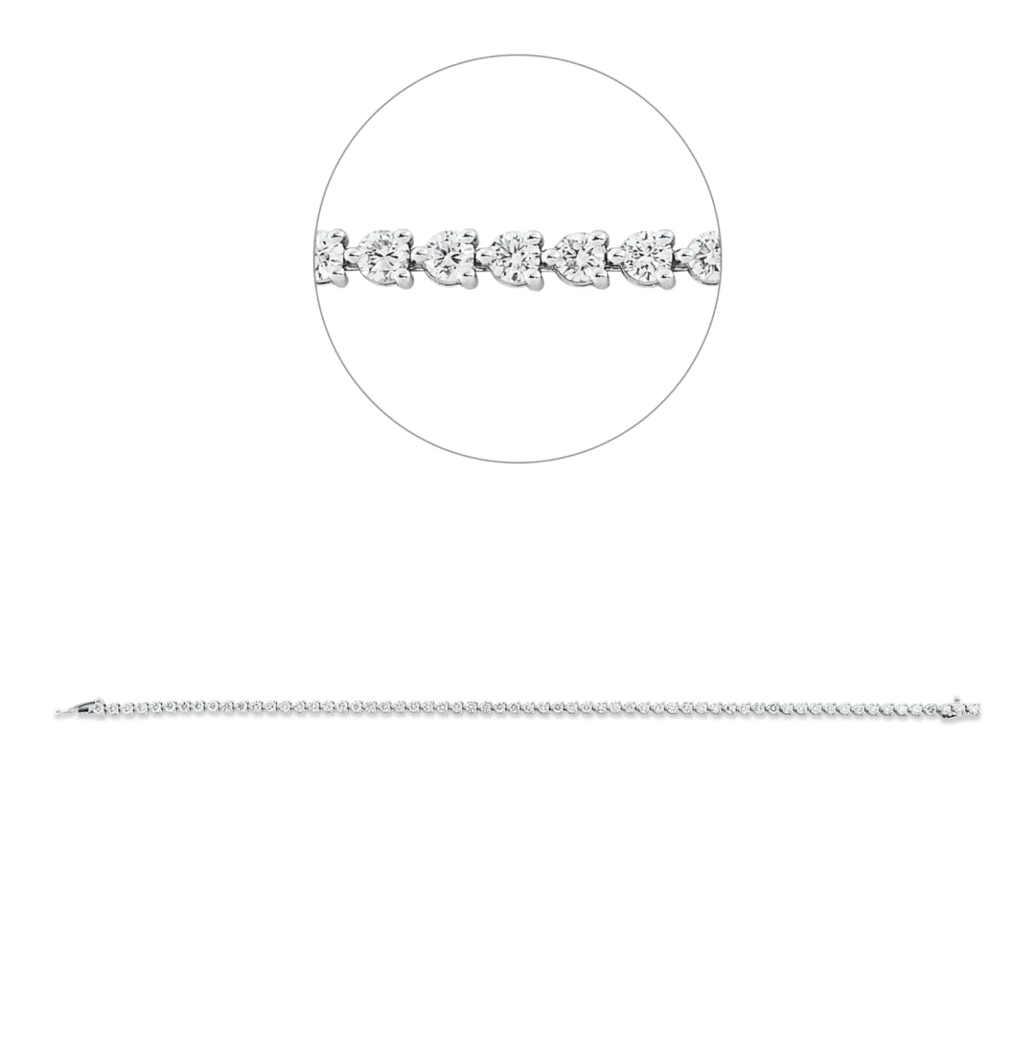 Armband aus 750 Weißgold 62 Brillanten 3,13ct TW-SI B:2,5mm L:18,8cm 4er-Krappe