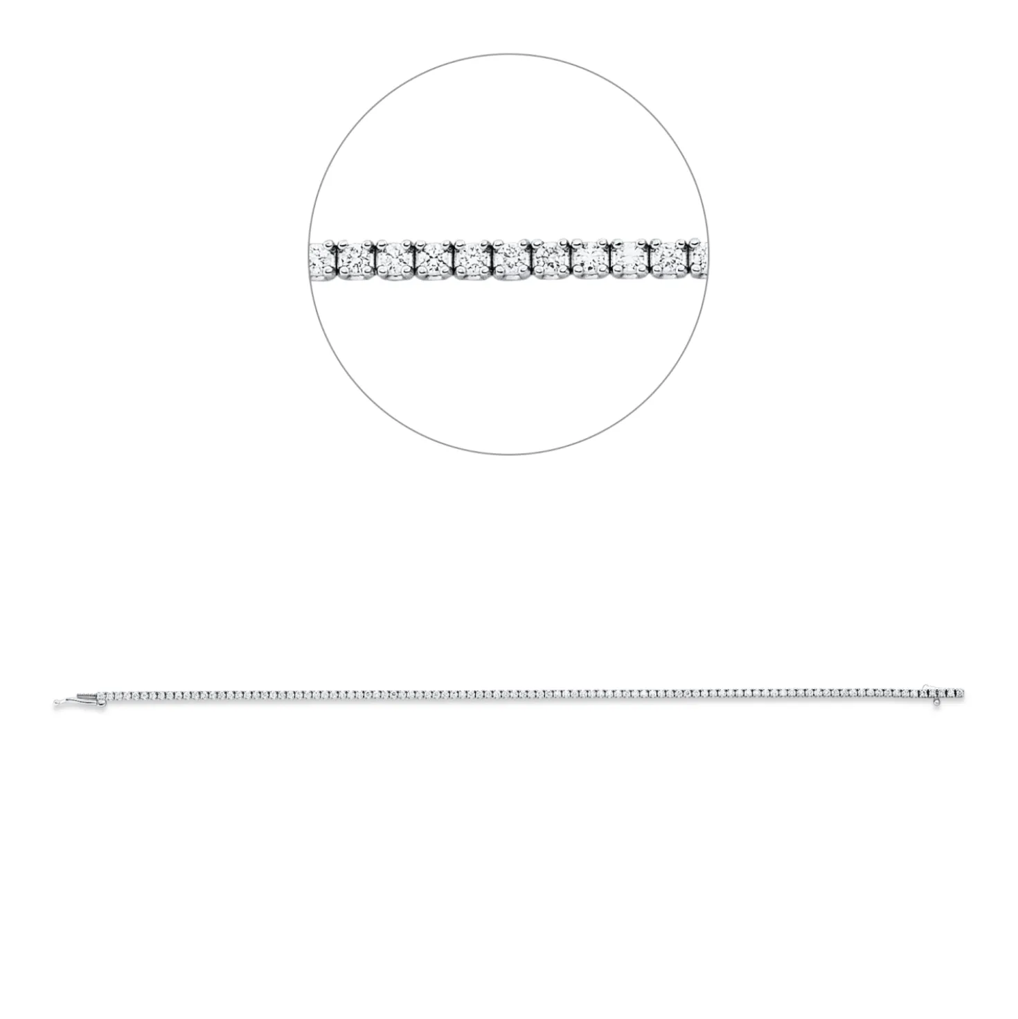Armband aus 750 Weißgold 100 Brillanten 0,96ct TW-SI B:1,7mm L:17,5cm 4er-Krappe