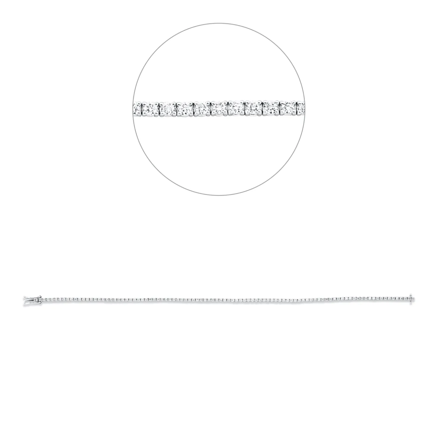 Armband aus 750 Weißgold 95 Brillanten 1,05ct TW-SI B:1,6mm L:17,5cm 4er-Krappe