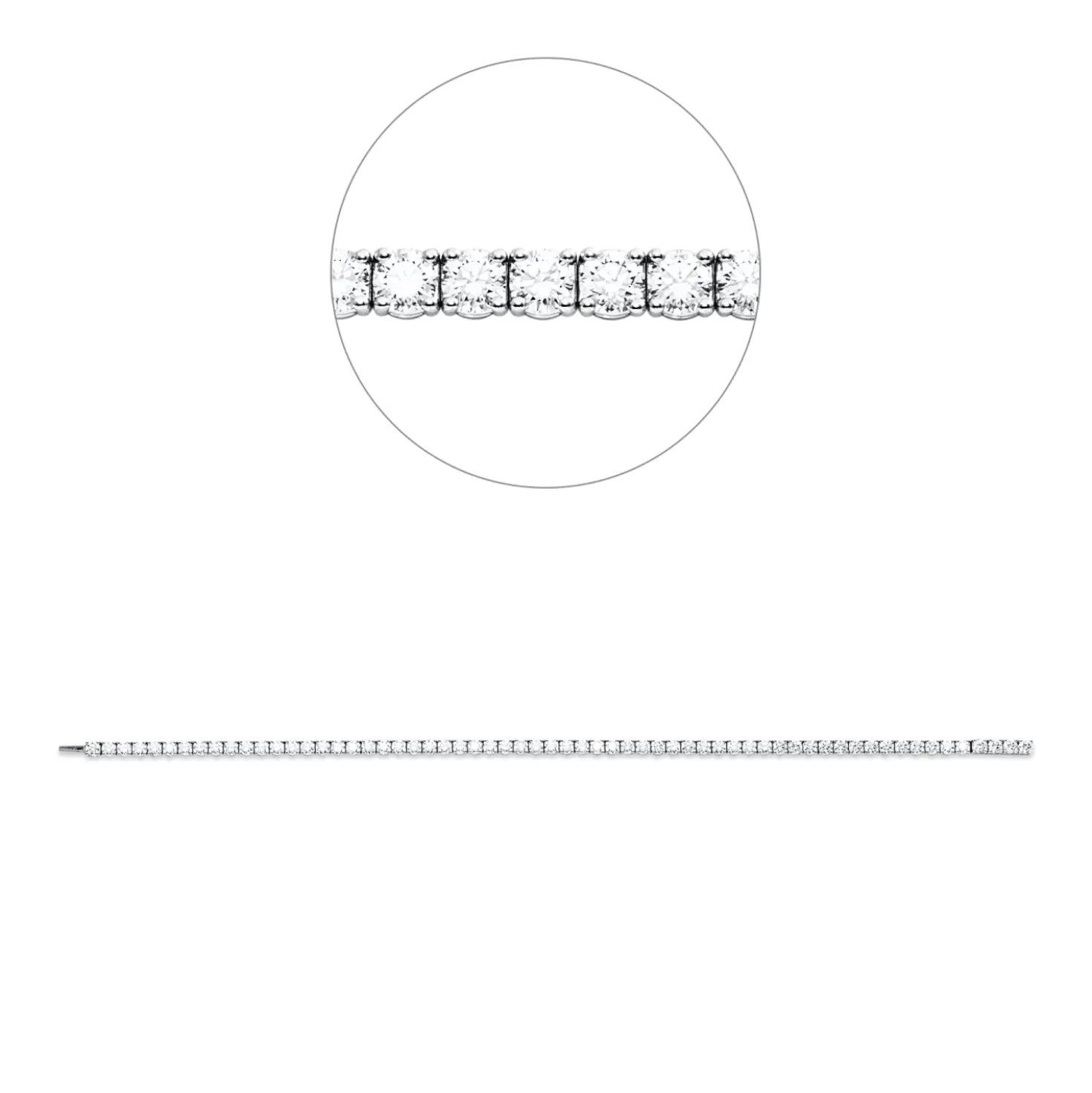 Armband aus 750 Weißgold 62 Brillanten 4,49ct TW-VSI B:3,8mm L:17,5cm 4er-Krappe