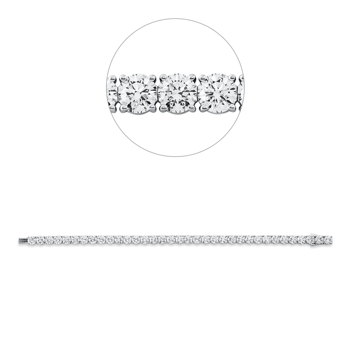Armband aus 750 Weißgold 35 Brillanten 17,59ct TW-VSI B:5,1mm L:18cm 4er-Krappe