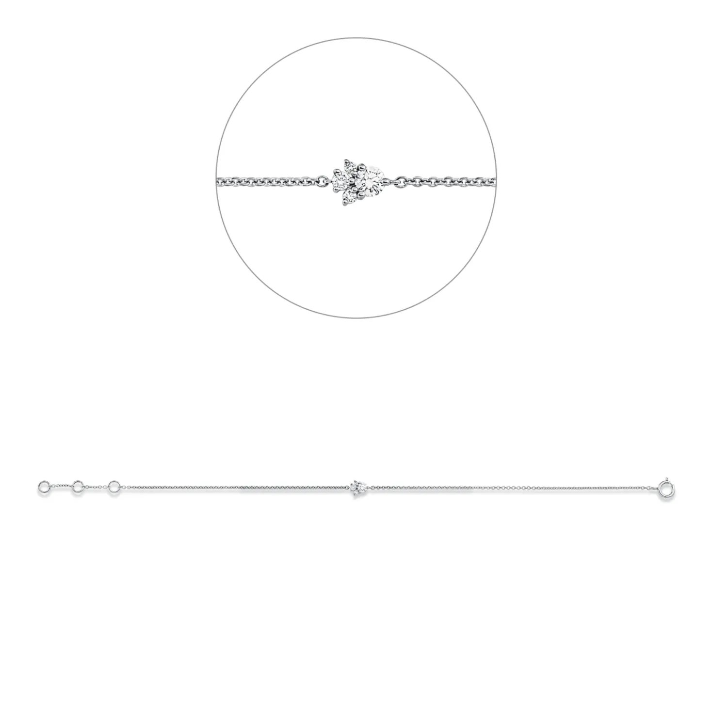Armband aus 750 Weißgold 3 Brillanten 0,04ct W-SI 1 Brillant 0,08ct W-SI