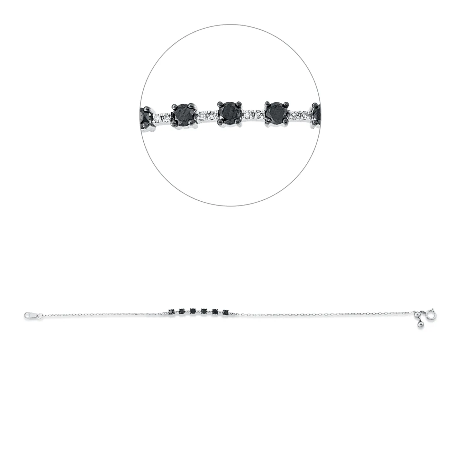 Armband aus 750 Weißgold 22 Diamanten 0,42ct L:17,8cm Fassung schwarz rhodiniert