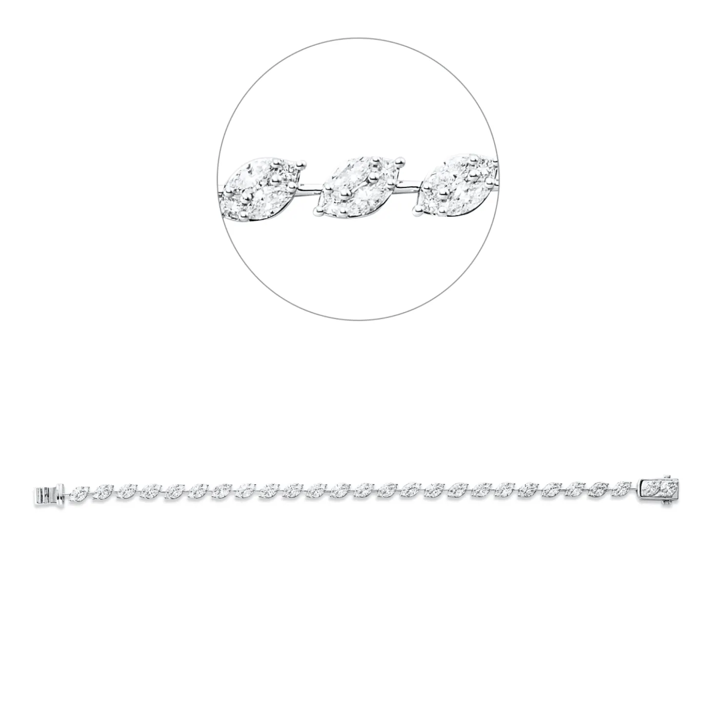 Armband aus 750 Weißgold 104 Diamanten 3,52ct TW-VSI/SI B:4,4mm L:17,8cm