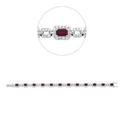 Armband aus 750 Weißgold 12 Rubine 3,76ct rot 240 Brillanten 2,24ct F-VSI