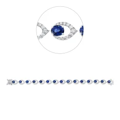 Armband aus 750 Weißgold 15 Saphire 7,36ct blau 195 Brillanten 2,06ct F-VVS/VS