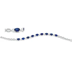 Armband aus 750 Weißgold 9 Saphire 7,94ct blau 99 Diamanten 1,21ct TW-SI L:17,8cm