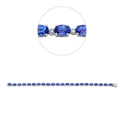 Armband aus 585 Weißgold 22 Tansanite 10,71ct blau 22 Brillanten 0,49ct TW-SI