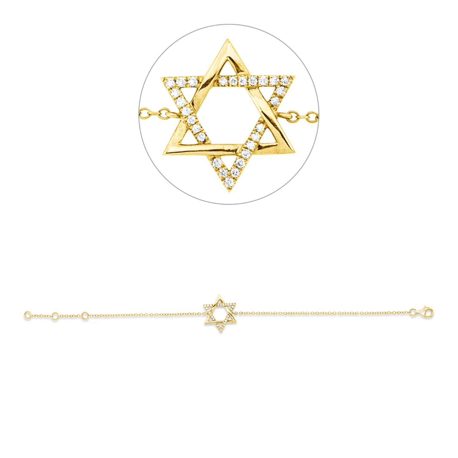 Armband David Stern aus 585 Gelbgold 27 Brillanten 0,12ct W-SI/PI L:17,5cm