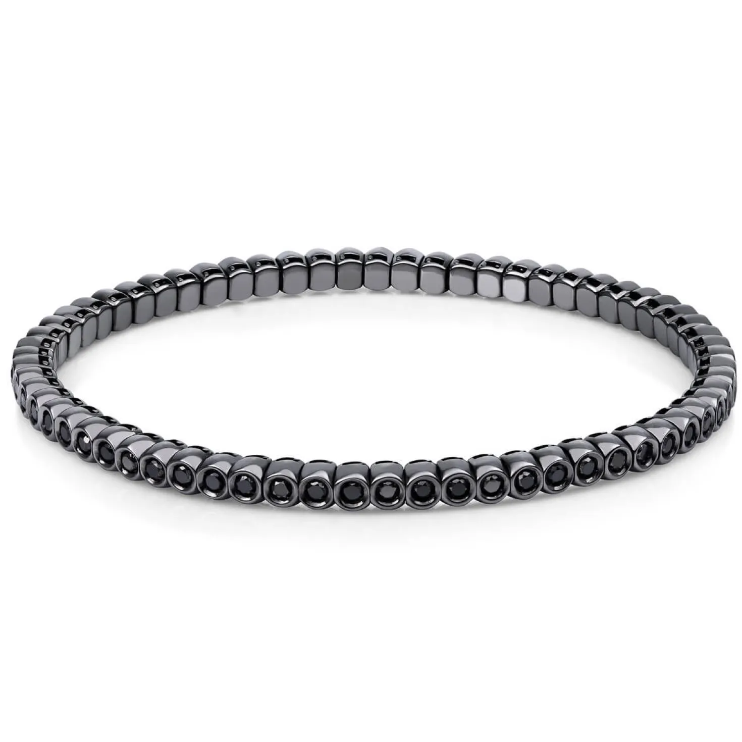 Armband Flex-Band aus 750 Gold Weißgold 65 Brillanten 1,46ct schwarz Zarge