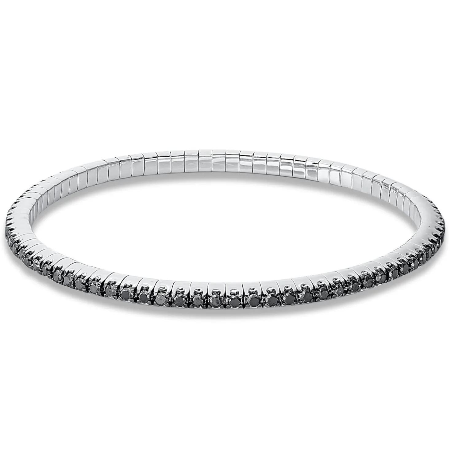 Armband Flex-Band aus 750 Weißgold 81 Brillanten 2,09ct schwarz B:3,1mm L:16,5cm
