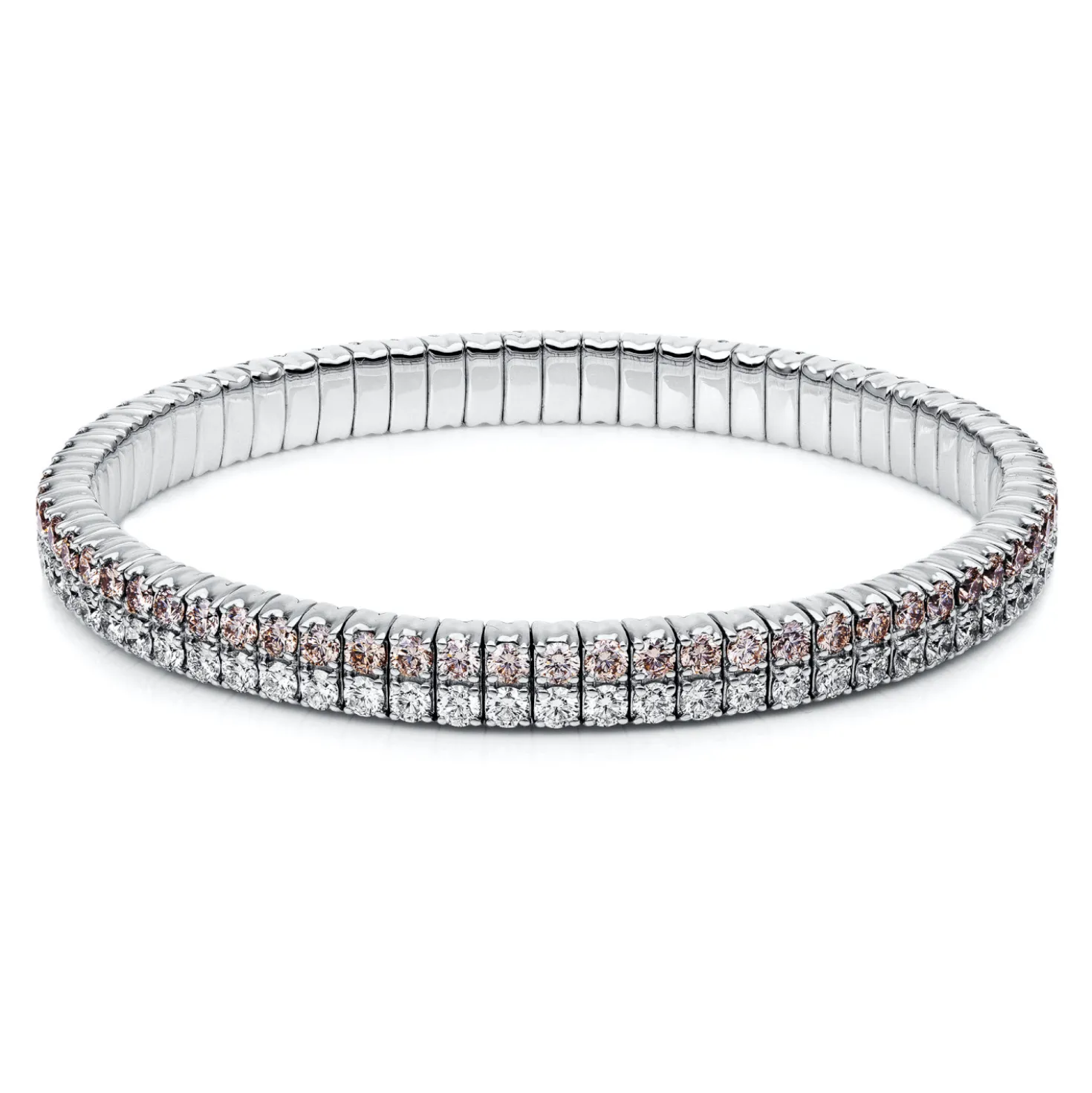 Armband Flex-Band 2-reihig aus 750 Weißgold 172 Diamanten 9,47ct Ø65mm 4er-Krappe