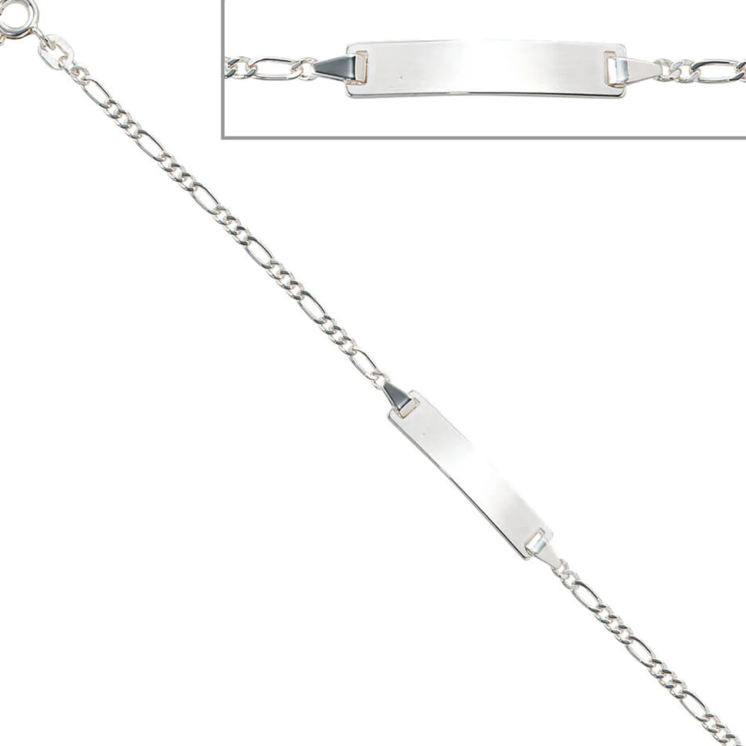 Armband für Kinder, Figaroarmband schlicht, aus 925 Silber, 14-16cm