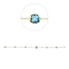 Armband 750 Gelbgold 5 Topase 3,31ct blau 4 Brillanten 0,06ct TW-SI B:7,2mm L:19cm