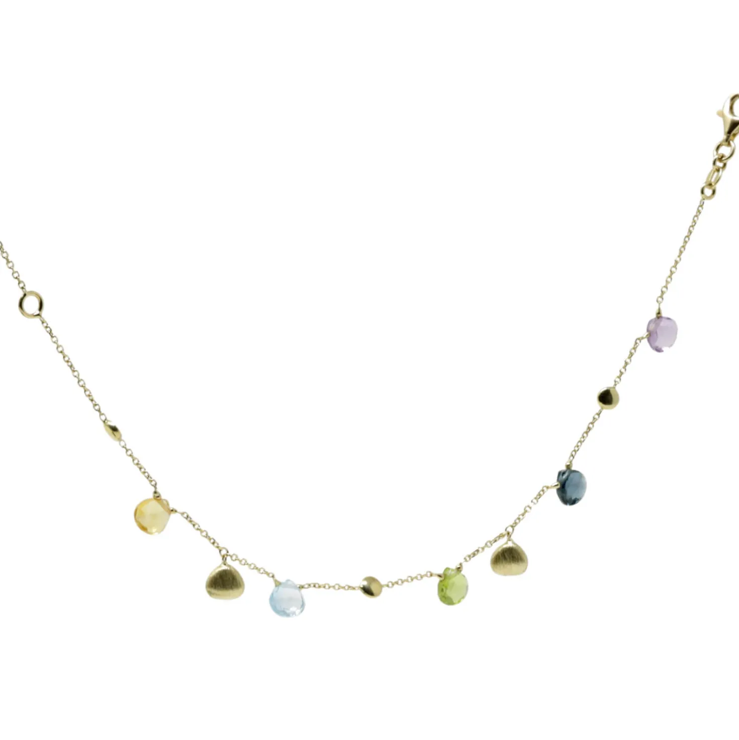 Armband 585 Gelbgold Tropfen Amethyst Blautopas londonblue Peridot Citrin 21cm