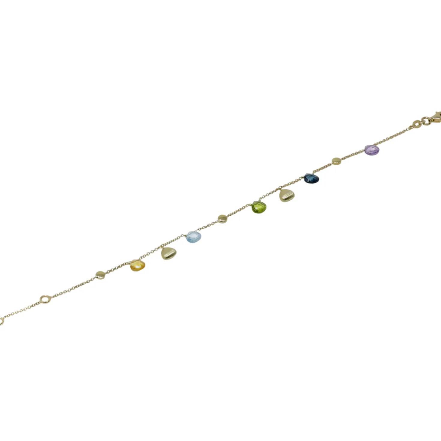Armband 585 Gelbgold Tropfen Amethyst Blautopas londonblue Peridot Citrin 21cm