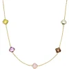 Armband 585 Gold Gelbgold Kleeblatt Blumen Farbsteine Edelsteine multicolor 19cm