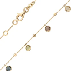 Armband 585 Gold Gelbgold mit Blautopas Amethyst Peridot Citrin Rauchquarz 19cm