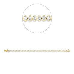 Armband 750 Gold gelb/weiß 42 Diamanten Oval-Schliff 4,47ct TW-SI B:5,2mm L:18cm