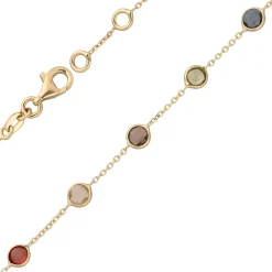 Armband 585 Gold mit Amethyst Granat Blautopas Citrin Peridot Rauchquarz 19cm
