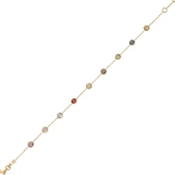 Armband 585 Gold mit Amethyst Granat Blautopas Citrin Peridot Rauchquarz 19cm