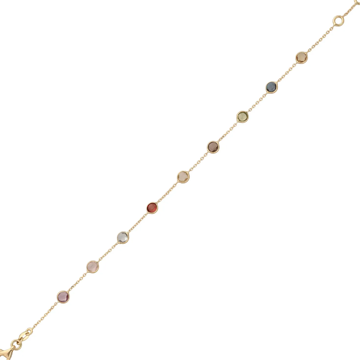 Armband 585 Gold mit Amethyst Granat Blautopas Citrin Peridot Rauchquarz 19cm