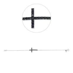 Armband Kreuz aus 750 Weißgold 18 Brillanten 0,31ct schwarz B:23,5mm L:17,8cm