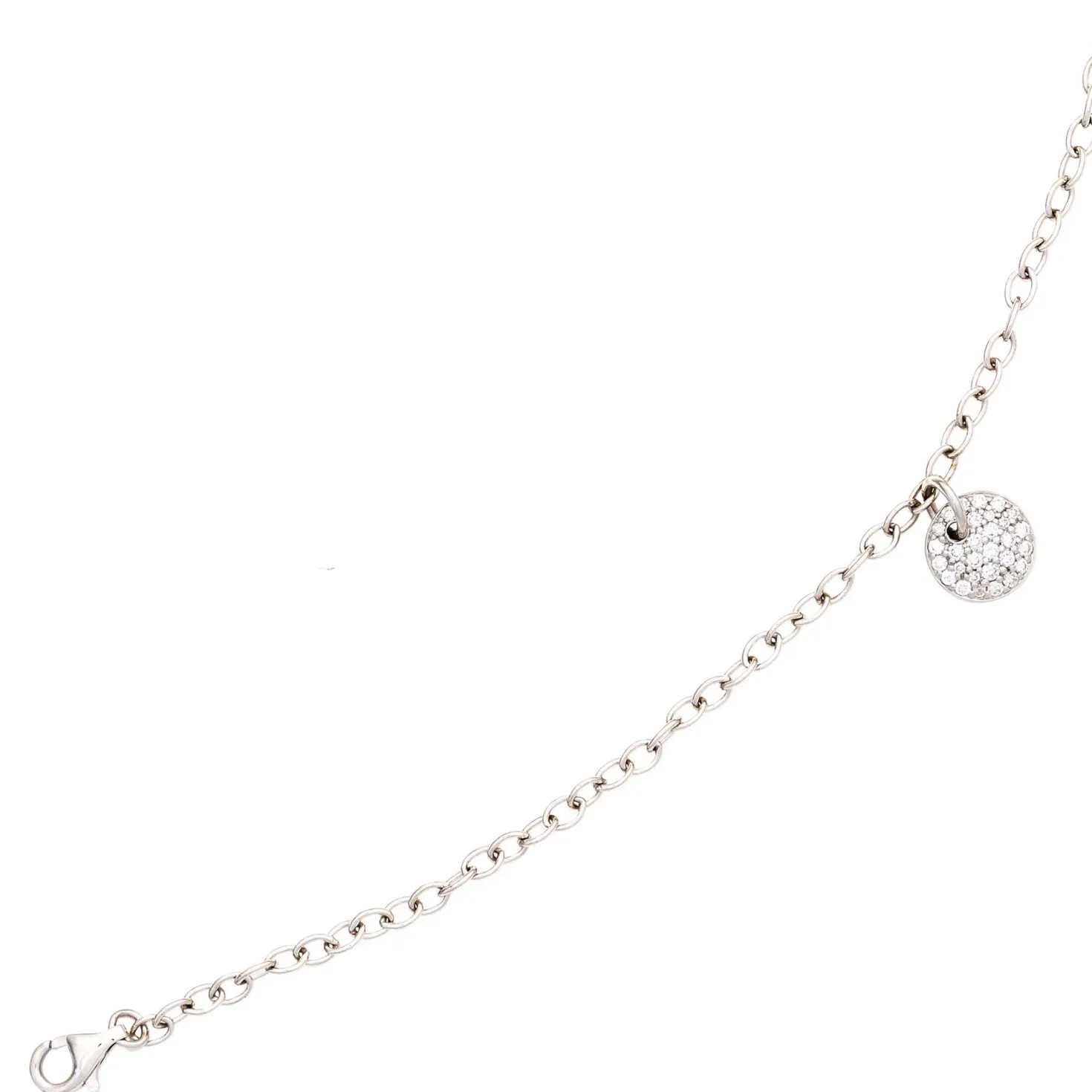 Armband mit Anhänger 29 Brillanten 0.34Ct W/SI 585 Gold Weißgold 18,5cm Damen