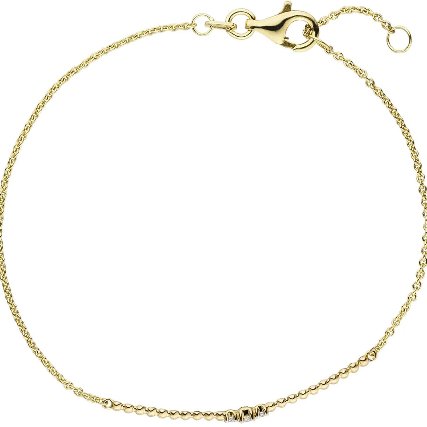 Armband mit 3 Diamanten Brillanten 0,04 Ct 585 Gold Gelbgold 18cm