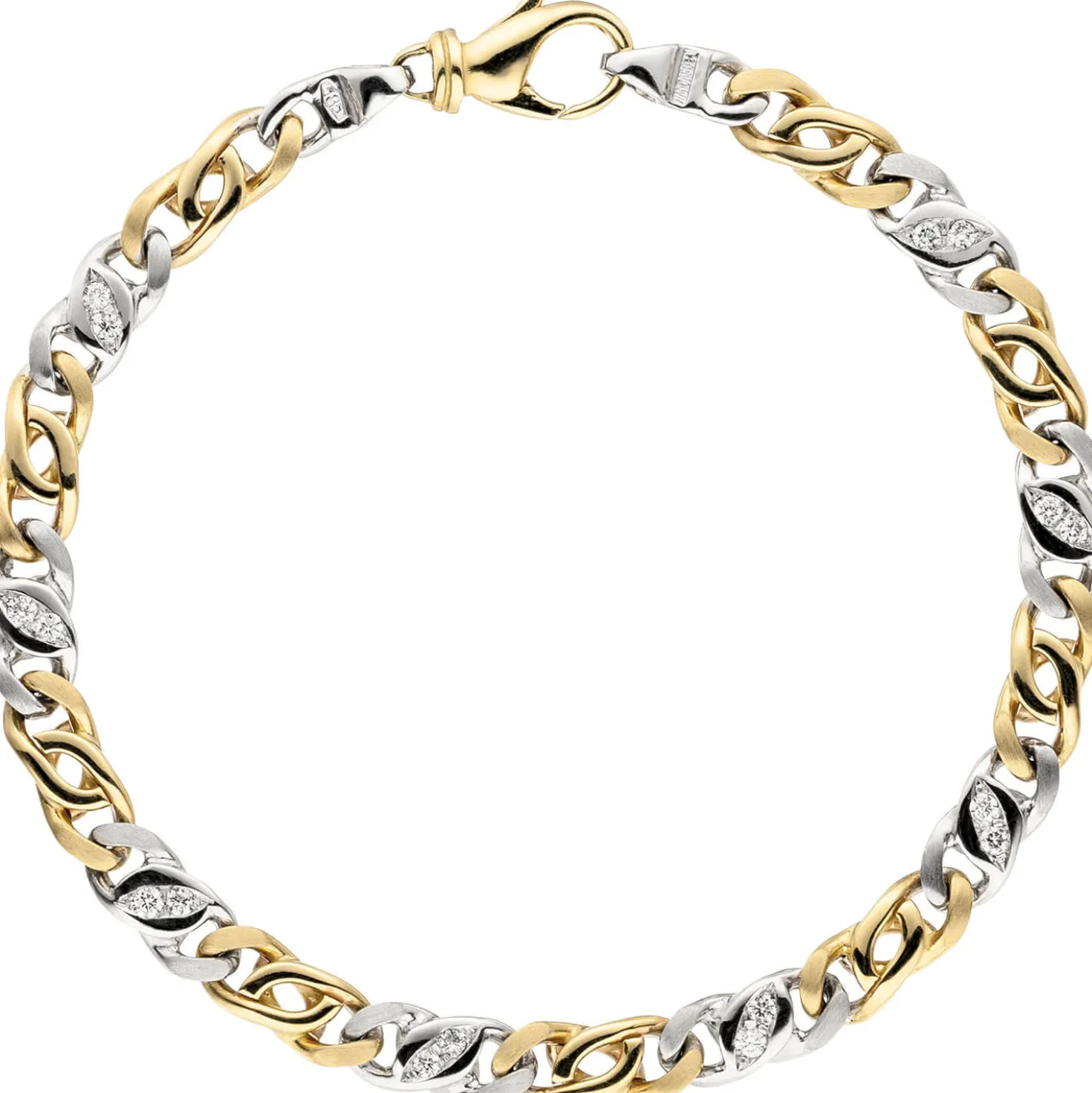 Armband mit 16 Diamanten 0.32Ct W/SI Brillanten 585 Gelbgold & Weißgold 18,5cm