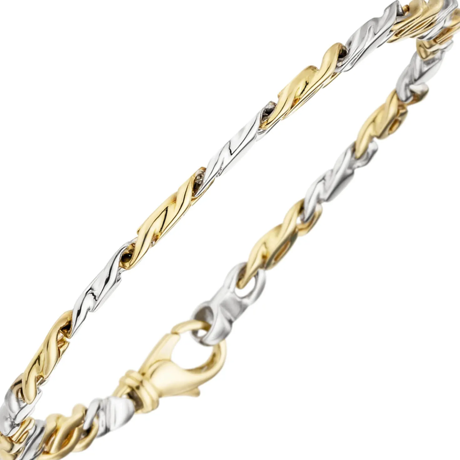Armband mit 16 Diamanten 0.32Ct W/SI Brillanten 585 Gelbgold & Weißgold 18,5cm
